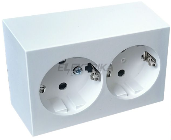 Розетка подвійна зовнішня компактна S55 Loft IP20, білий мат (TGSZ2NZ/111/N)