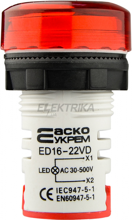 Вольтметр цифровий АСКО-УКРЕМ ED16-22 VD 30-500В АС червоний (A0190010016)