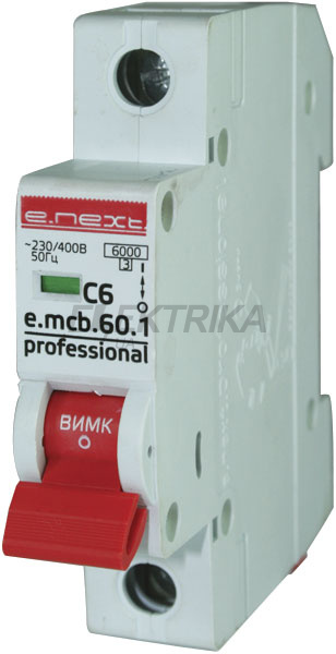 Автоматичний вимикач модульний E.NEXT e.mcb.pro.60.1.C 4, 1р, 4А, C, 6кА (p042004)