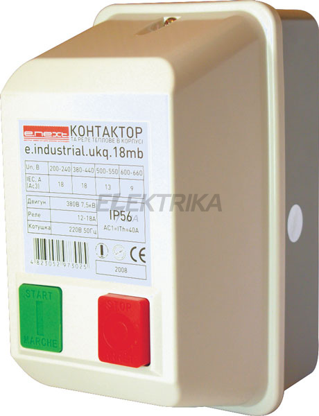 Магнітний пускач e.industrial.ukq.12mb, 12А