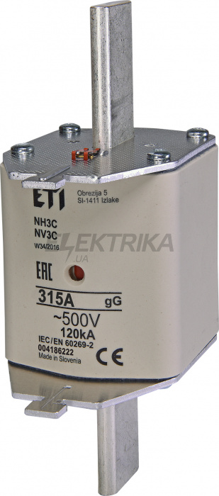 Плавка вставка запобіжник ETI NH3C gG 315A/500V 004186222