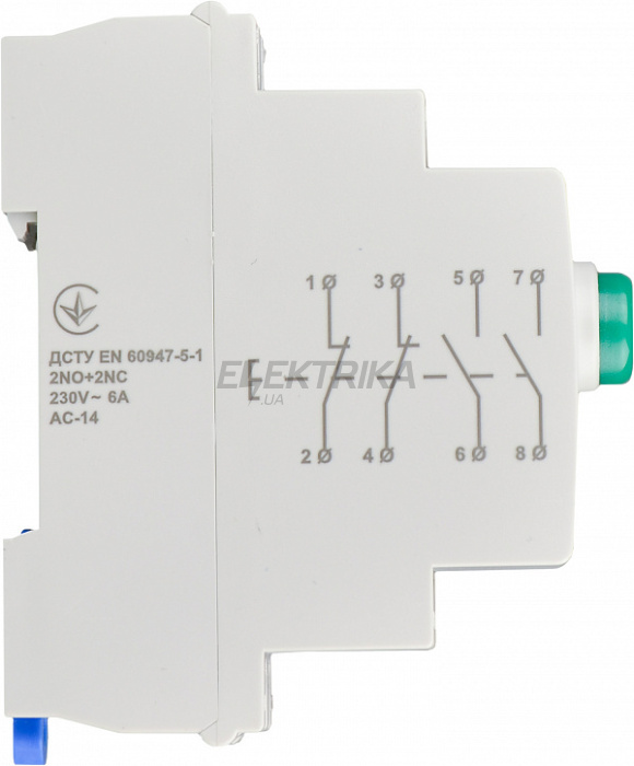 Модульна кнопка без фіксації 2NO+2NC 230V АС МВ-22 зелена (A0150010110)