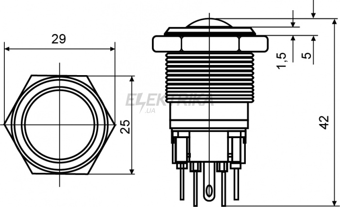 Кнопка металева АСКО-УКРЕМ TYJ 22-231 1NO+1NC (A0140010128)
