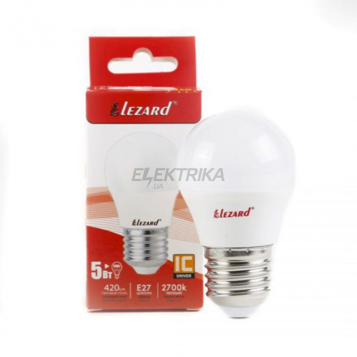 Світлодіодна лампа LED Lezard GLOB A45 5W 2700K E27 220V (427-A45-2705)