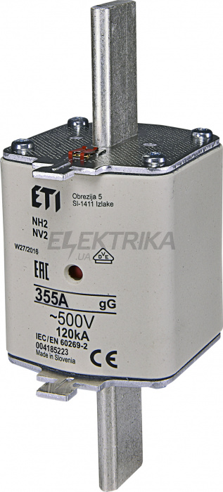 Плавка вставка запобіжник ETI NH2 gG 355A/500V 004185223