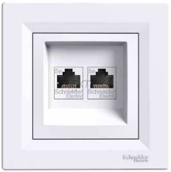 Розетка комп'ютерна подвійна RJ45 Schneider Electric Asfora категорія 5е UTP білий (EPH4400121)