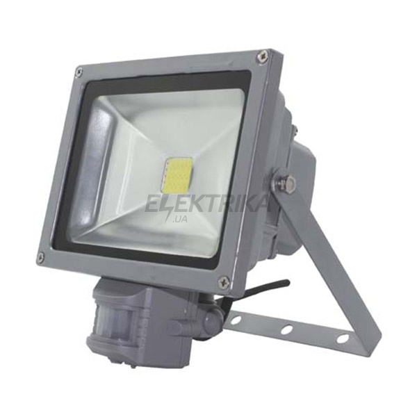 LL-834 1LED 20W білий 6400K(+датчик) 230V (180*140*103mm) Срібло IP 44