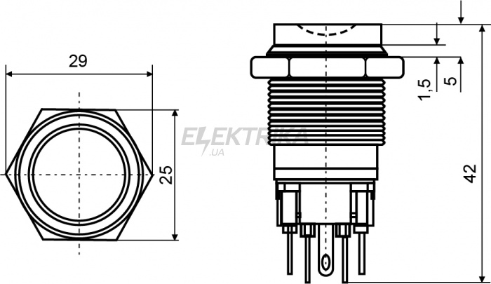 Кнопка металева АСКО-УКРЕМ TYJ 22-221 1NO+1NC (A0140010126)