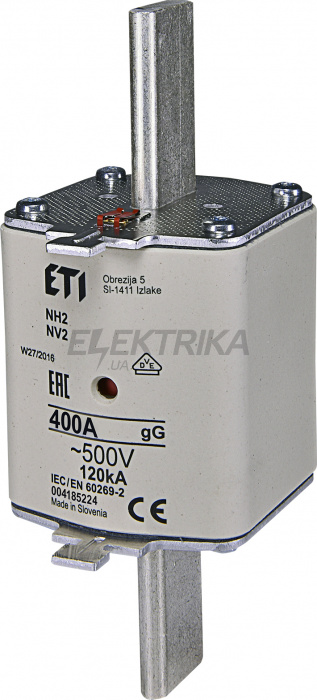 Плавка вставка запобіжник ETI NH2 gG 400A/500V 004185224