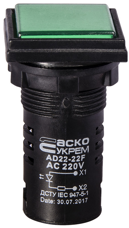 Сигнальна арматура АСКО-УКРЕМ AD22-22F 220V АC зелений (A0140030156)