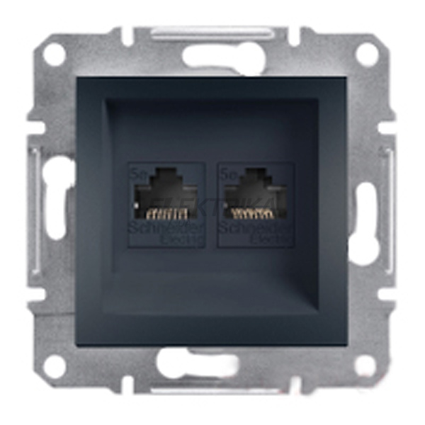 Розетка комп'ютерна подвійна RJ45 Schneider Electric Asfora категорія 6 UTP антрацит (EPH4800171)