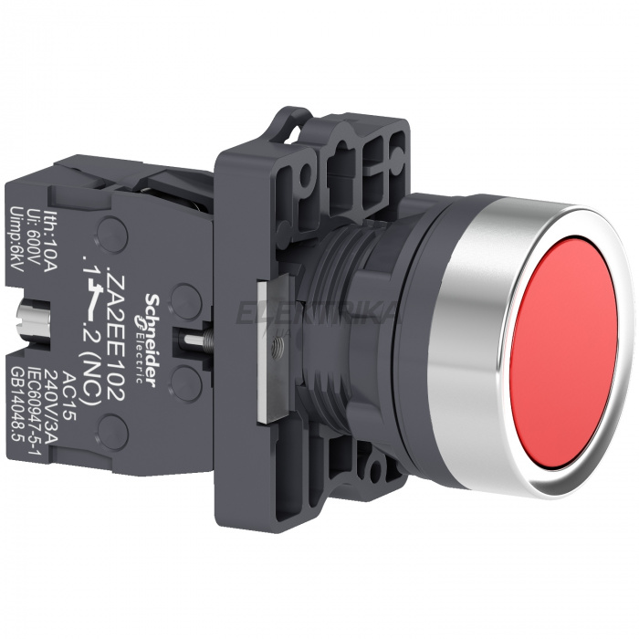 Кнопка в зборі Schneider Electric Кнопка XA2, пружинне повернення, червона, 1НЗ XA2EA42