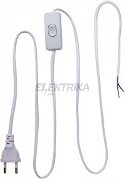 Шнур з виделкою та перемикачем e.wire. switch/plug. white, білий, 2Х0, 75, 1, 5М