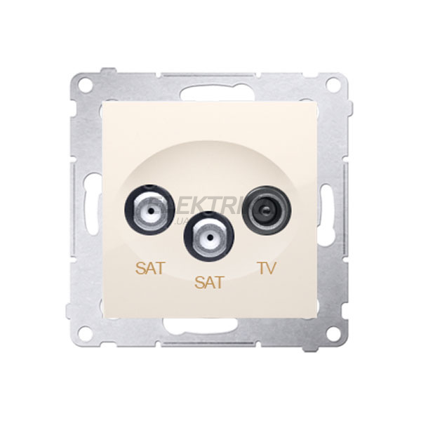Розетка SAT-SAT-RTV кінцева подвійна Simon 54, кремовий