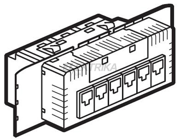Лицьова панель, програма Celiane, комутатор на 6 портів RJ 45 ethernet 10/100 BASE T кат. № 67361, білий