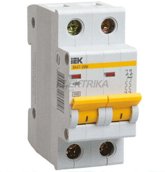Автоматичний вимикач IEK, ВА47-29М 2P 32A 4,5кА х-ка D