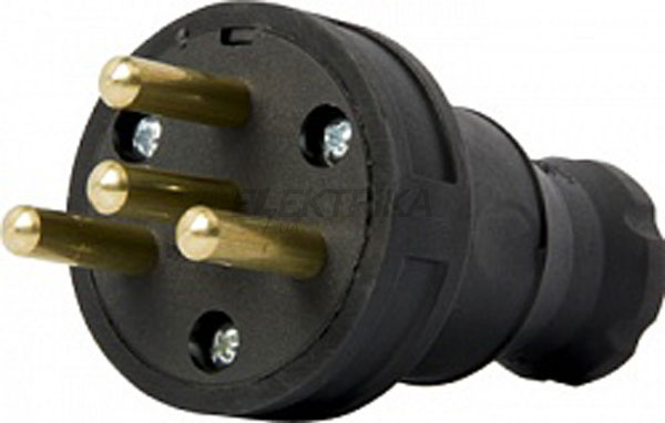 Силова вилка переносна каучукова e.plug.rubber.030.25, 4п. 25А