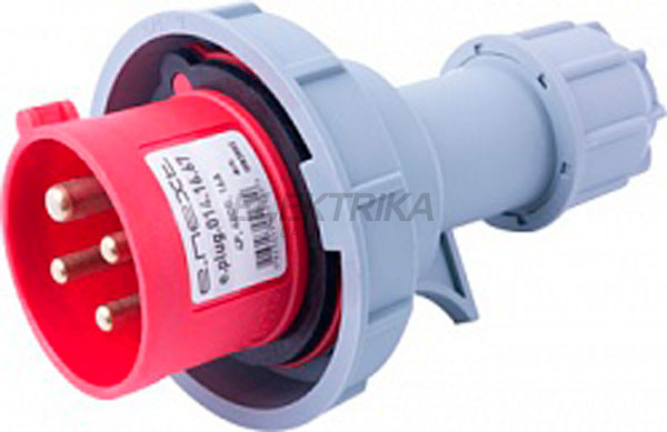 Силова вилка переносна e.plug.014.16.67, 4п., 400В, 16А, IP 67