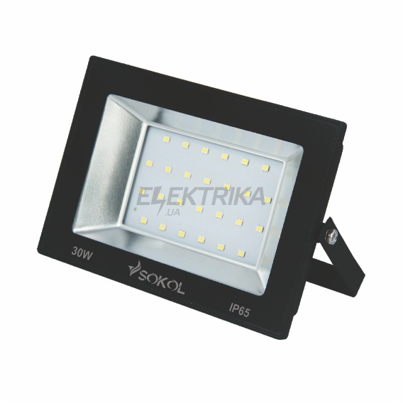 Прожектор LED-SLТ-30W SOKOL 220 2250lm 6500K алюмінієвий корпус, загартоване скло