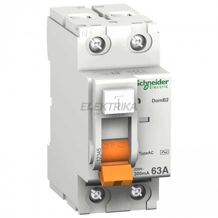 Вимикач диференціального струму Schneider Electric Диференціальний Вимикач навантаження ВД63 2П 40A 30MA АС, Іспанія 11452
