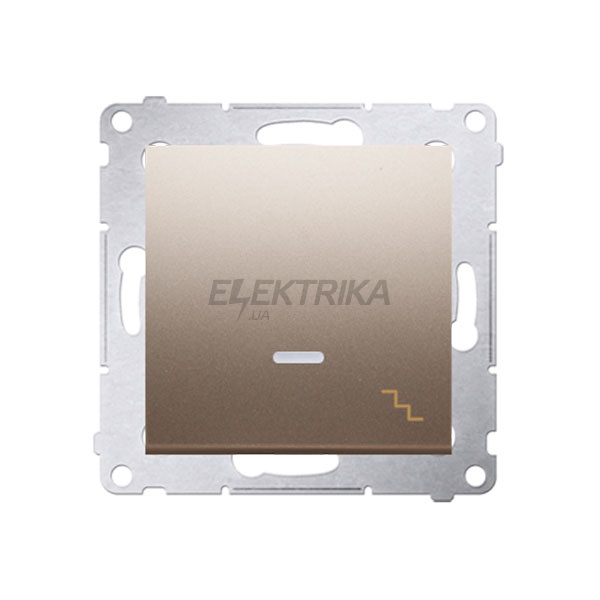 Вимикач 1-клавішний сходовий з LED підсвічуванням 10АХ, 250Вт Simon 54, золотий матовий