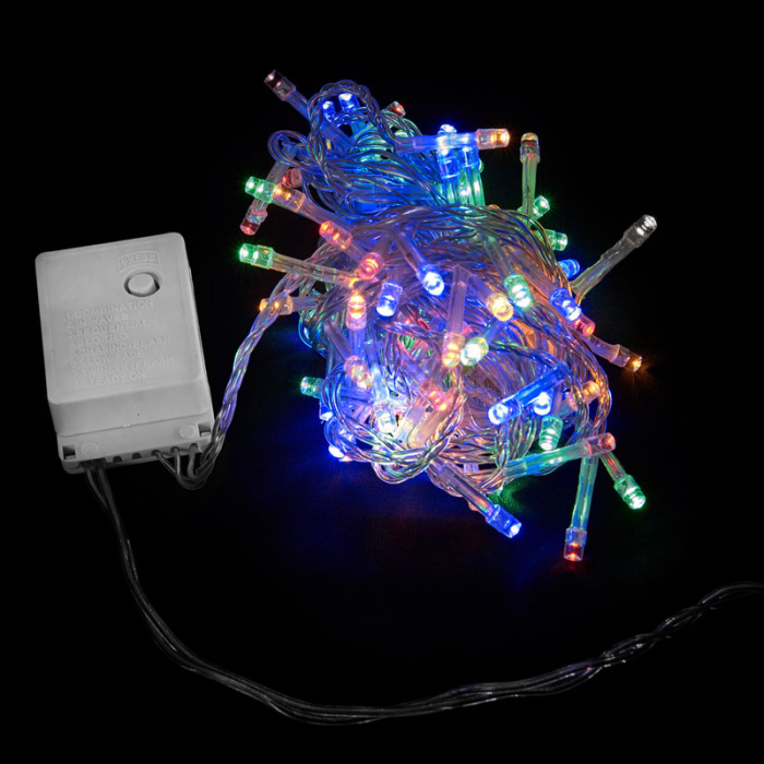 Гірлянда внутрішня DELUX STRING З 200LED 10m мульти/прозорий IP20 (90009499)