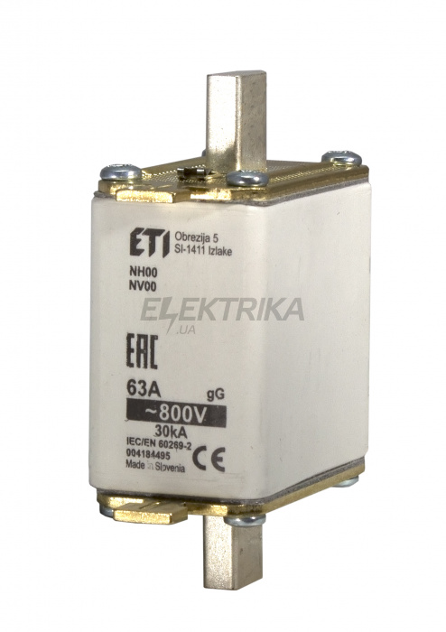 Плавка вставка запобіжник ETI NH00 gG 40A/800V 004184493