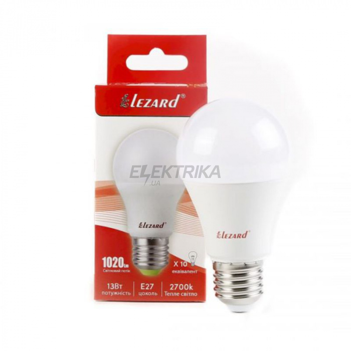 Світлодіодна лампа LED Lezard GLOB A60 13W 4200K E27 220V (442-A60-2713)