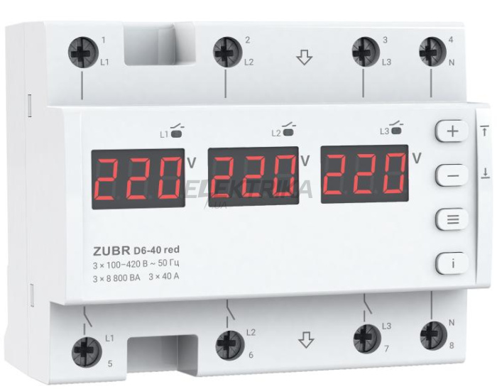 Реле напруги ZUBR D6-40 red