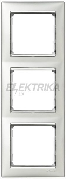 Рамка вертикальна, алюміній/срібний штрих, 3-постова, Valena