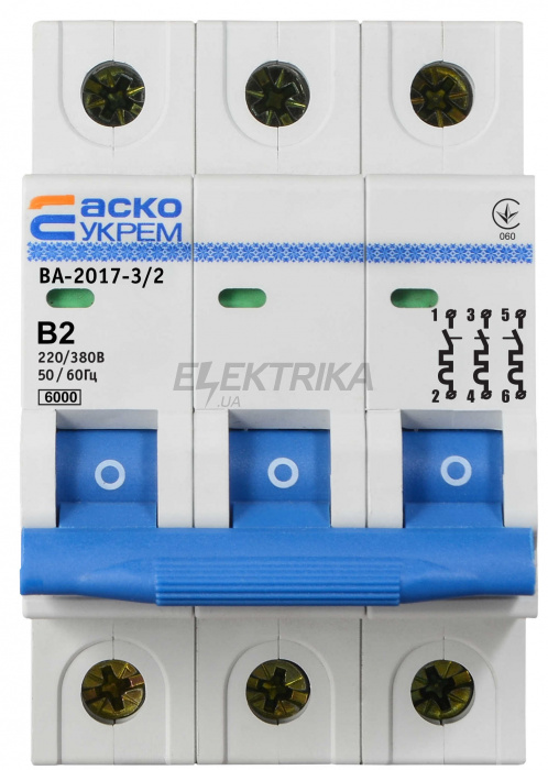 Автоматичний вимикач АСКО-УКРЕМ ВА-2017/B 3р 2А (A0010170059)