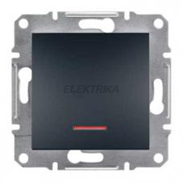 Вимикач одноклавішний Schneider Electric Asfora самозатискач з підсвічуванням антрацит (EPH1400171)