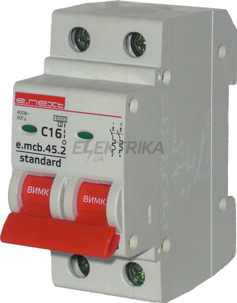 Автоматичний вимикач e.mcb.stand.45.2.C8, 2р, 8А, C, 4.5 кА