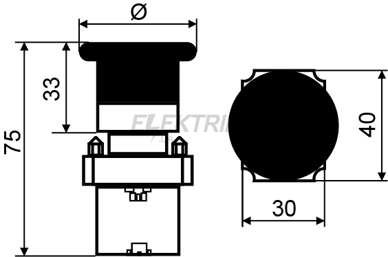 Кнопка безпеки АСКО-УКРЕМ XB2-BS442 повернення поворотом (A0140010082)