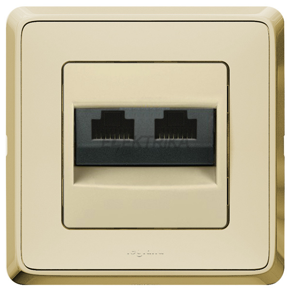 Розетка 2х RJ 45 UTP Кат.6, слонова кістка, Cariva Legrand