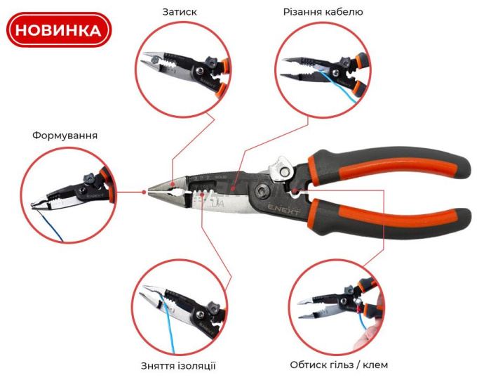 Електромонтажні кліщі 5 в 1 e.tool.pliers.ts.5in1 (t005101)