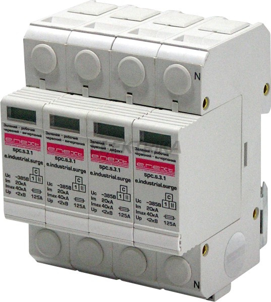 фотоРозрядник перенапруги e.industrial.surge.spc.s.3.1, клас С, 3р+1р