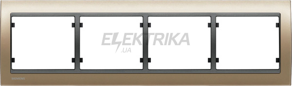 Рамка 4 пост Siemens Mega бронза пласт. вставка чорний коссо (S22004 BNC)