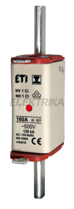 Плавка вставка запобіжник ETI NH1C gG 100A/690V 004184314