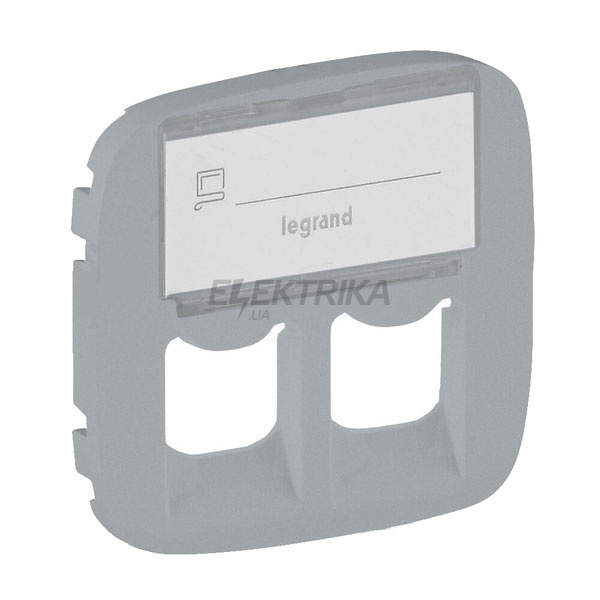 Панель лицьова розетки RJ11+RJ45 з тримачем маркування, алюміній, Valena ALLURE