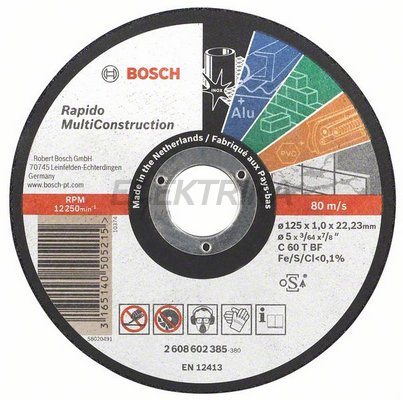 Відрізне коло, прямий Multi Construction 125 мм, 22,23 мм, 1,6 мм