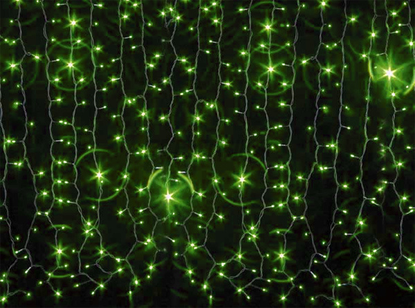 Гірлянда зовнішня Curtain 456LED 2x1.5 зелений/чорний IP44