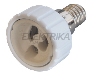 Перехідник E.NEXT e.lamp adapter.Е14/GU10.white, з патрона Е14 на GU10, пластиковий (s9100040)