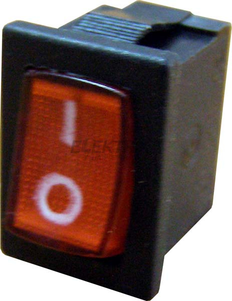 Перемикач 1-клавішний (червоний з підсв.) YL211-02