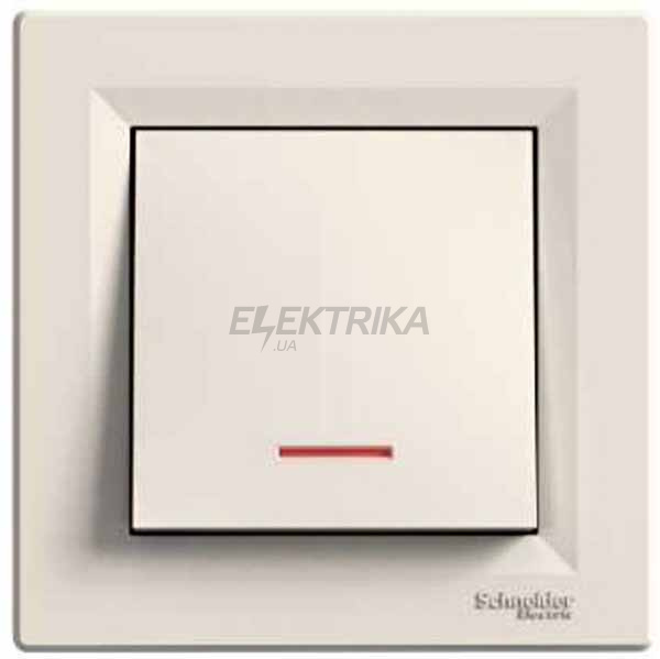 Вимикач кнопковий одноклавішний Schneider Electric Asfora з підсвічуванням кремовий (EPH1600123)