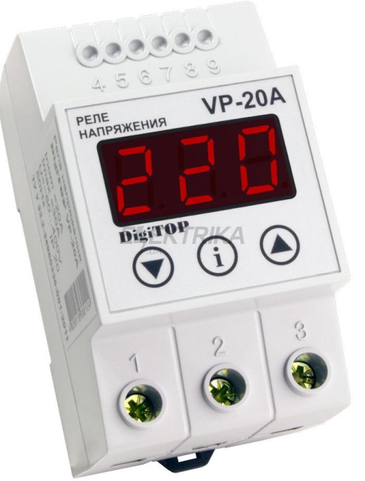 Реле напруги 20A digitop (VP-20A) з функцією пам'яті останнього спрацьовування