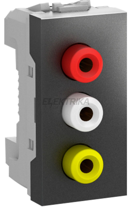 Аудіорозетка Schneider Electric Unica 3 RCA 1 модуль графіт (MGU3.431.12)