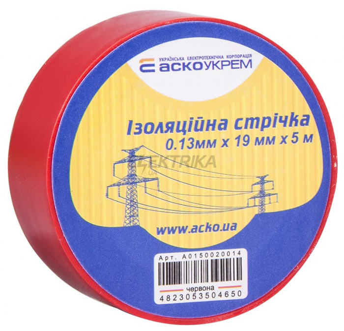 Ізолента АСКО-УКРЕМ 0,13мм*19мм/5м червоний (A0150020052)