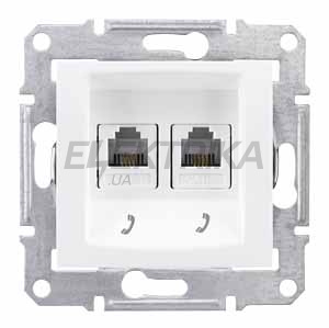 Розетка телефонна подвійна RJ11 Schneider Electric Sedna біла (SDN4201121)