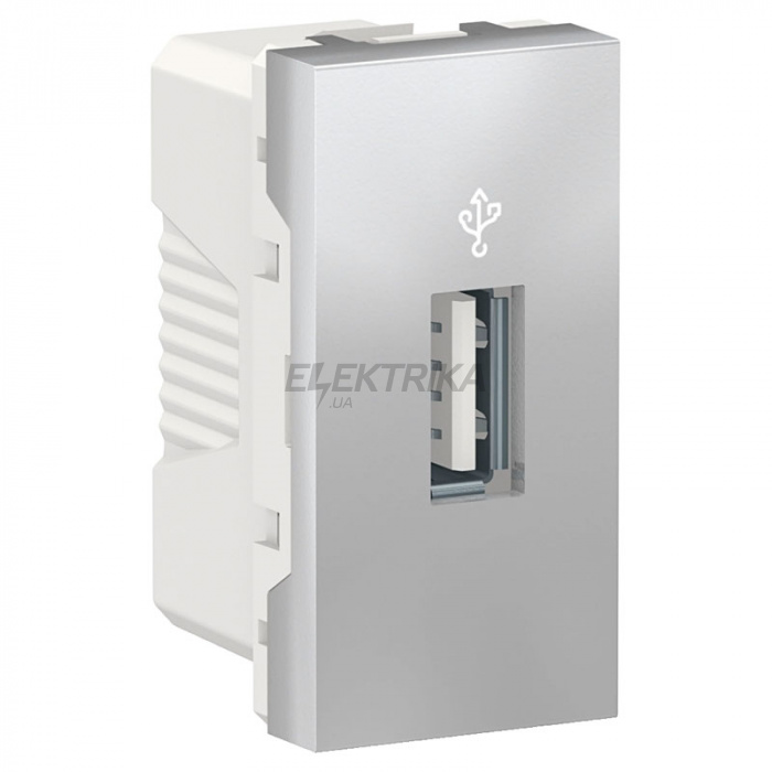 Розетка USB Schneider Unica New 1 модуль алюмінію (NU342930)